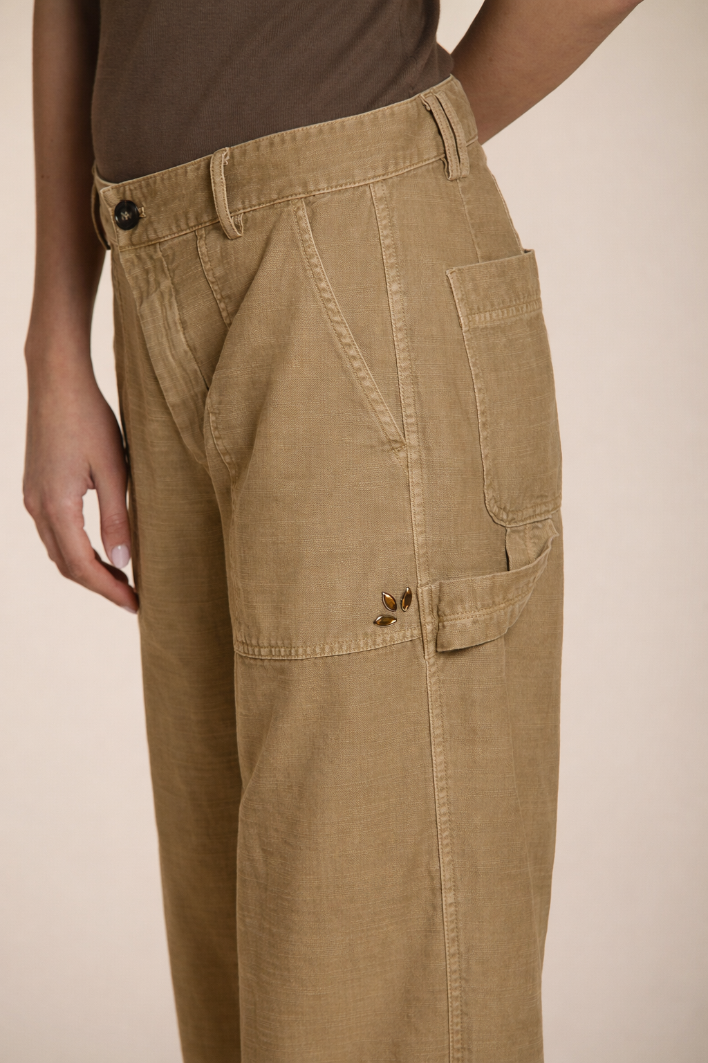 Dallas Wide women's cargo pants in slub cotton straight fit