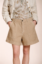 Dallas bermuda cargo donna in cotone fiammato relaxed fit