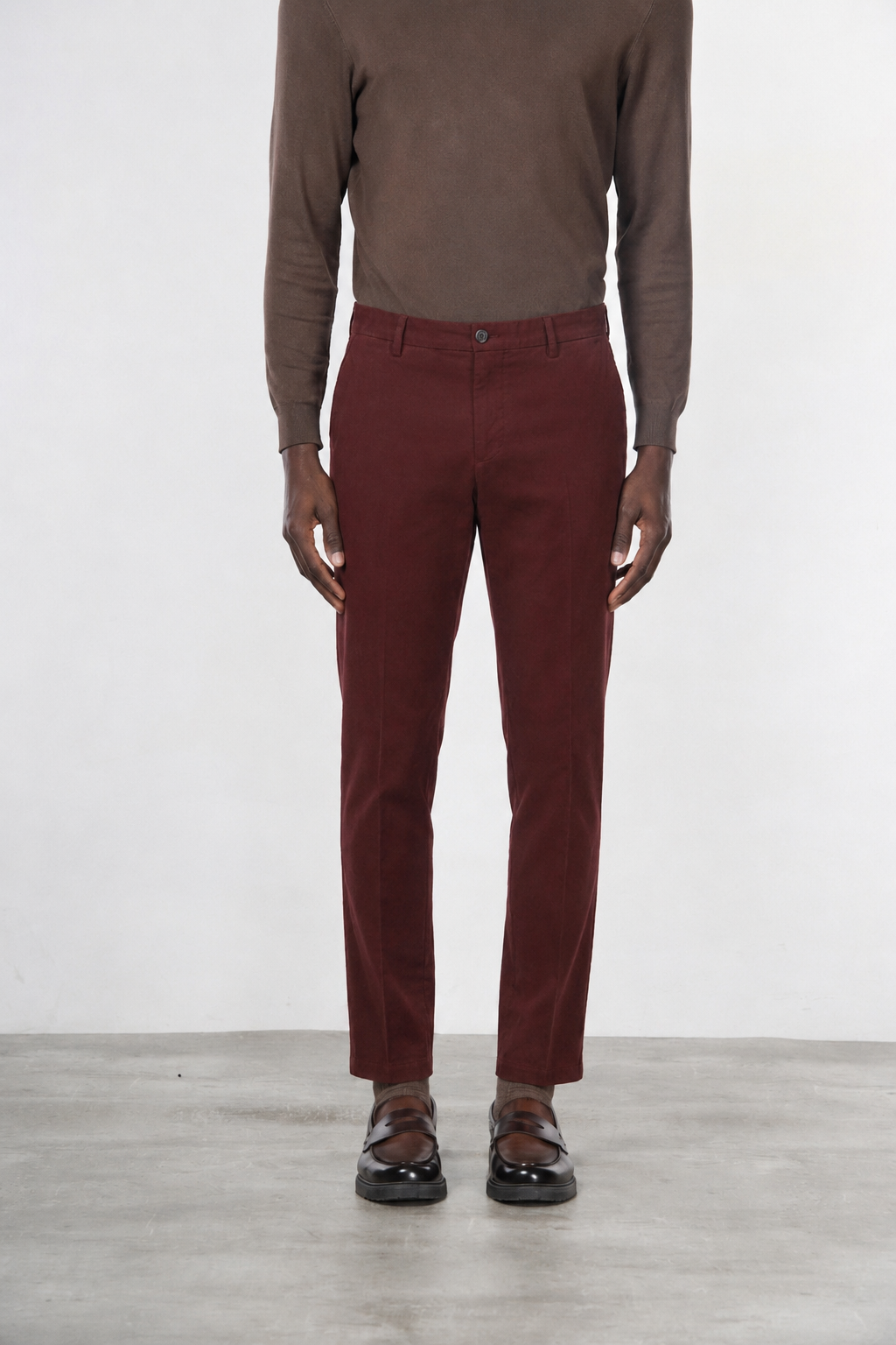 Milano chino pants for men in stretch gabardine, extra slim fit ①