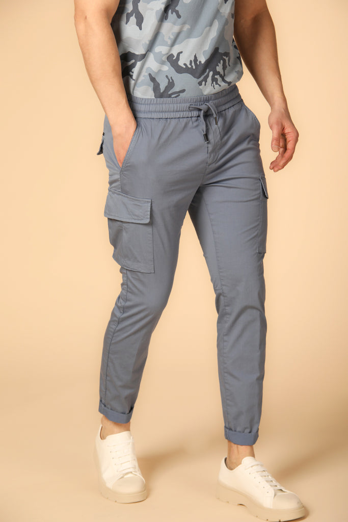 Image 1 of Mason's men's Chile Sporty City model cargo pants in azure, carrot fit