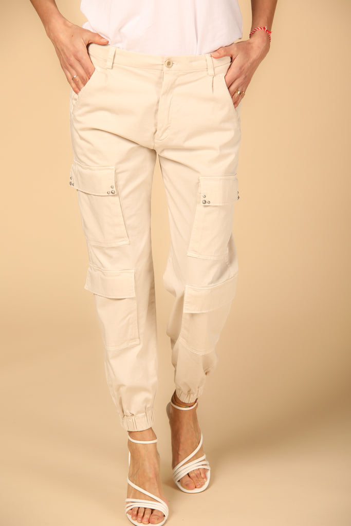 Image 1 of Women's Mason's Evita Model Cargo Pants in Stucco Color, Curvy Fit