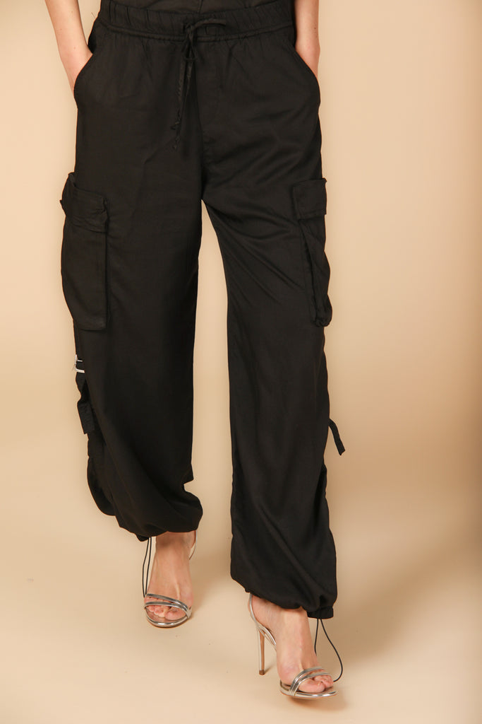 Image 1 of women's cargo jogger pants, Francis model, in black with a relaxed fit by Mason's