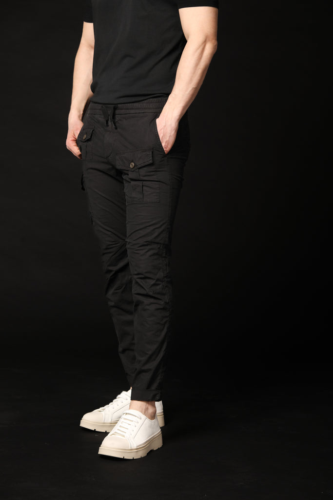 Image 1 of Mason's men's George model cargo pants in black, carrot fit