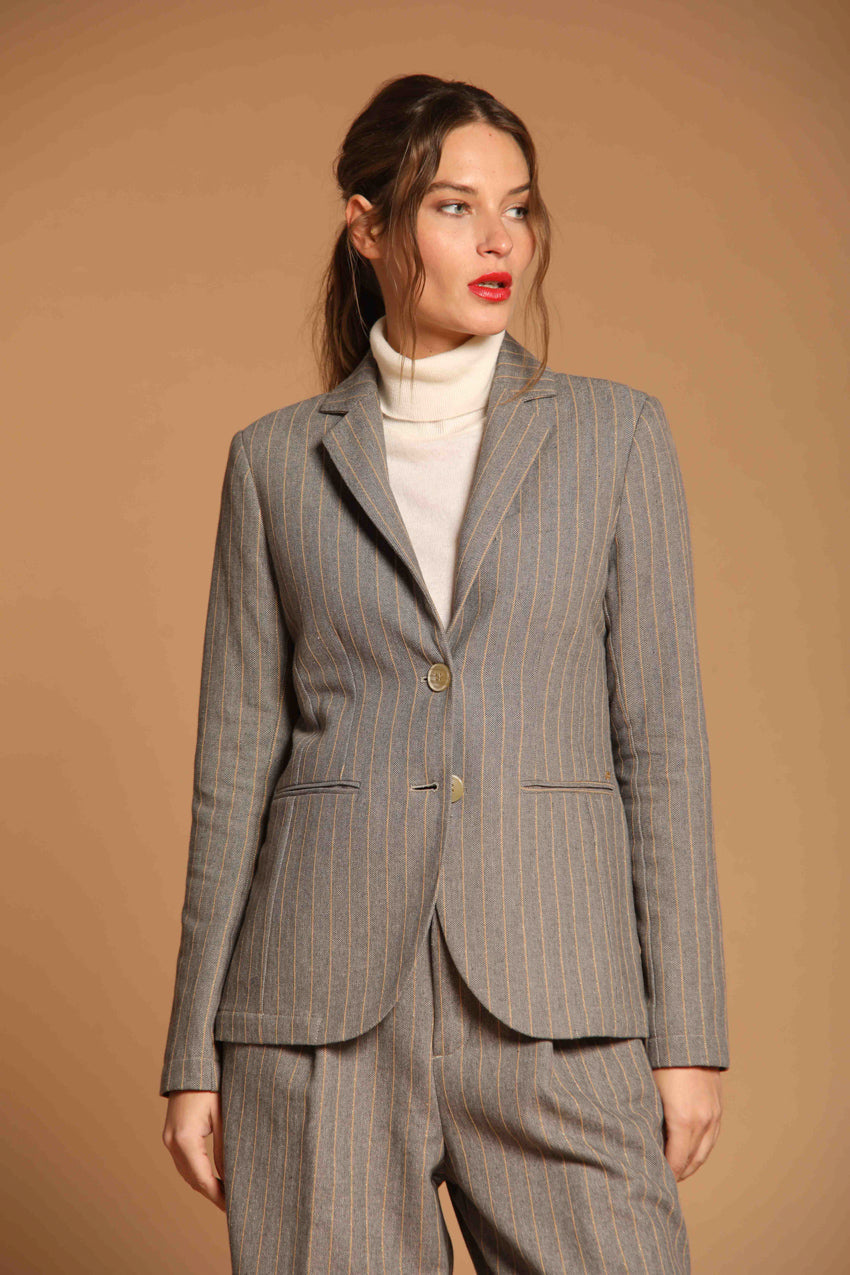 immagine 1 di blazer donna, modello Helena, con pattern riga di colore grigio di mason's
