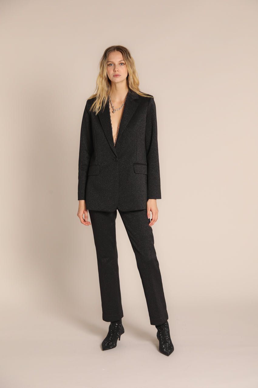 immagine 2 di blazer donna ,modello Irene in lungo con lurex di colore nero di mason's