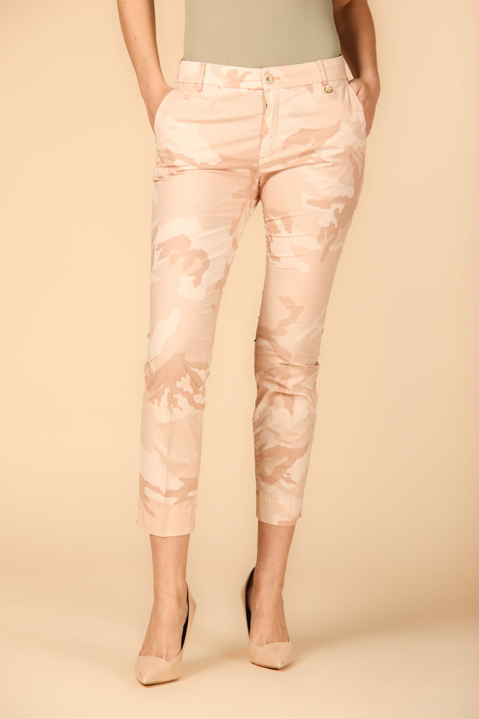Image 1 of Women's Capri Chino Pants, Jacqueline Curvie Model, in Pink Camouflage, Curvy Fit by Mason's