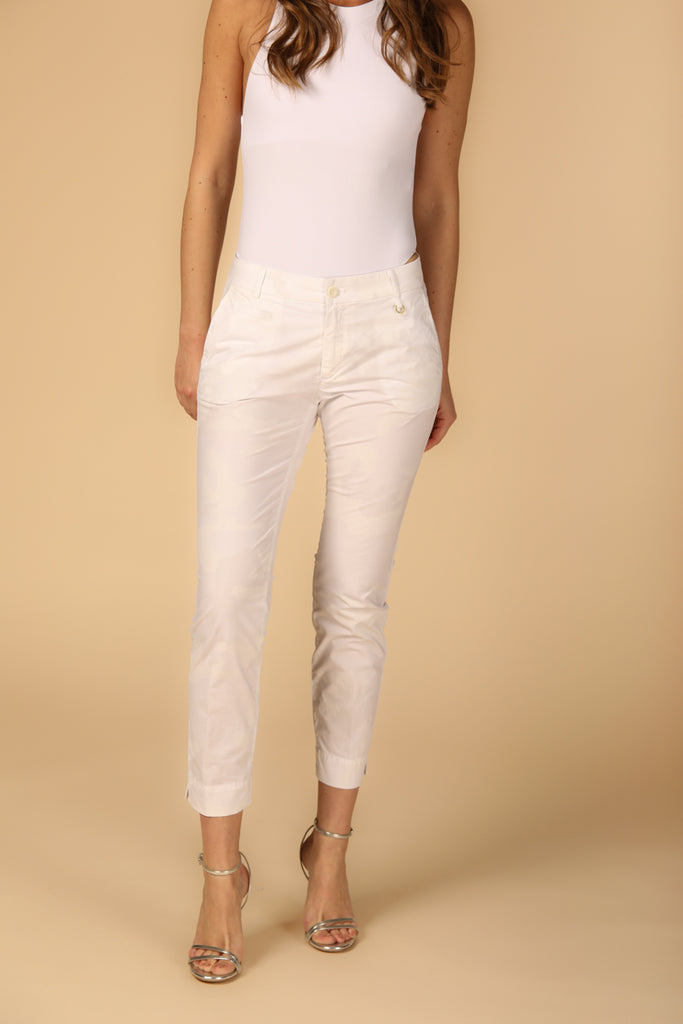 Image 1 of Women's Capri Chino Pants, Jacqueline Curvie Model, in White Camouflage, Curvy Fit by Mason's
