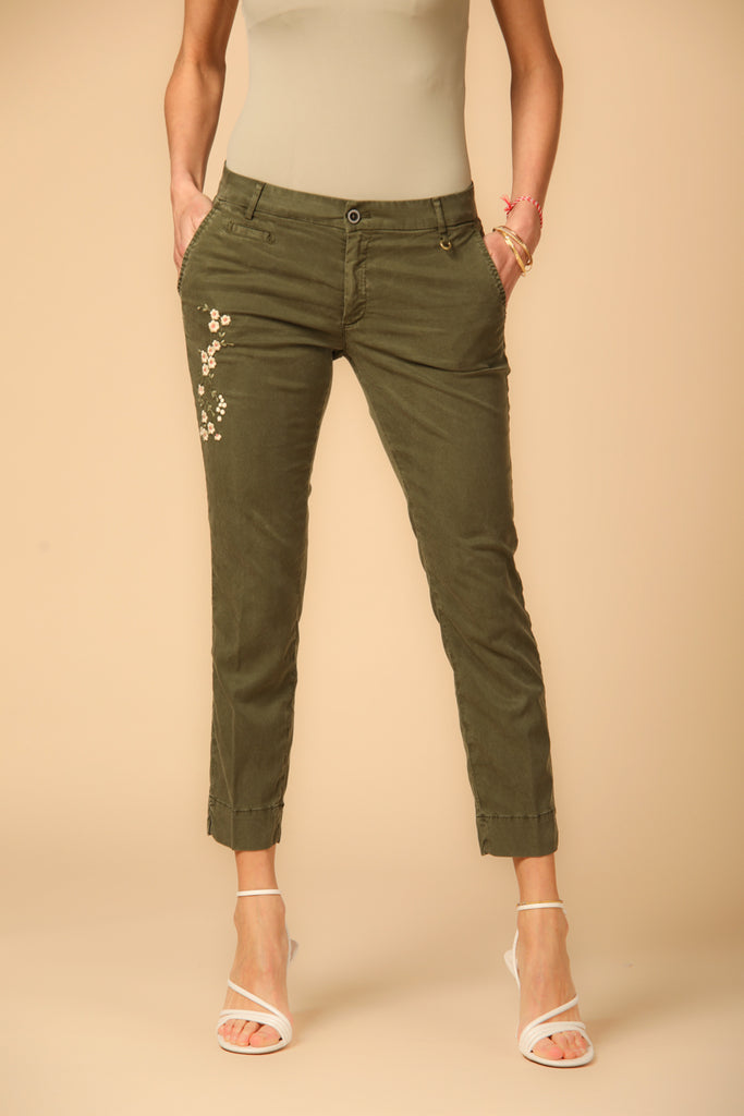 Image 1 of Women's Capri Chino Pants, Jacqueline Curvie Model, in Green, Curvy Fit by Mason's