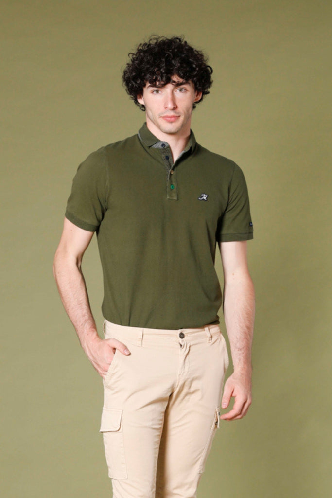 Leopardi men's polo in piquet with tailoring details  regular ①