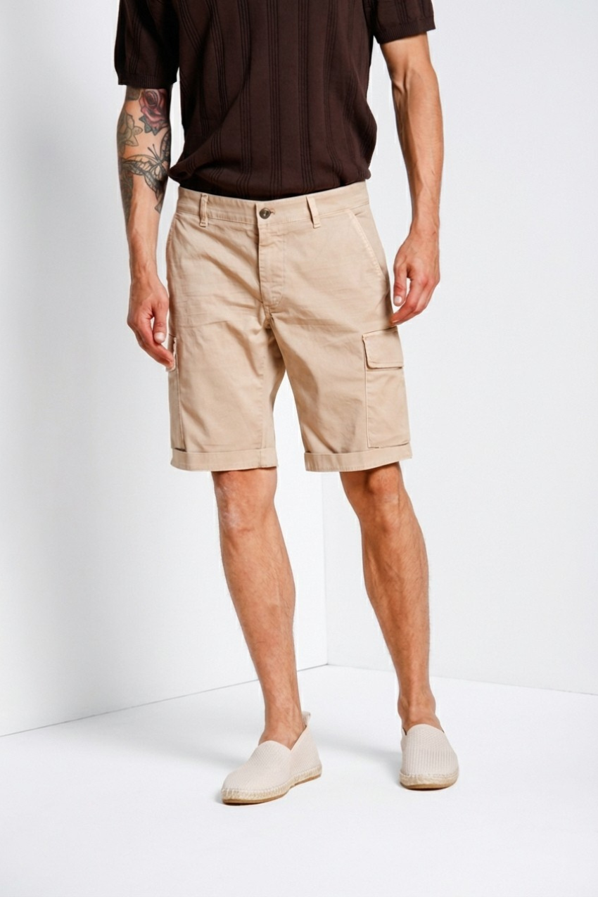 Chile bermuda cargo homme en satin stretch slim fit ①