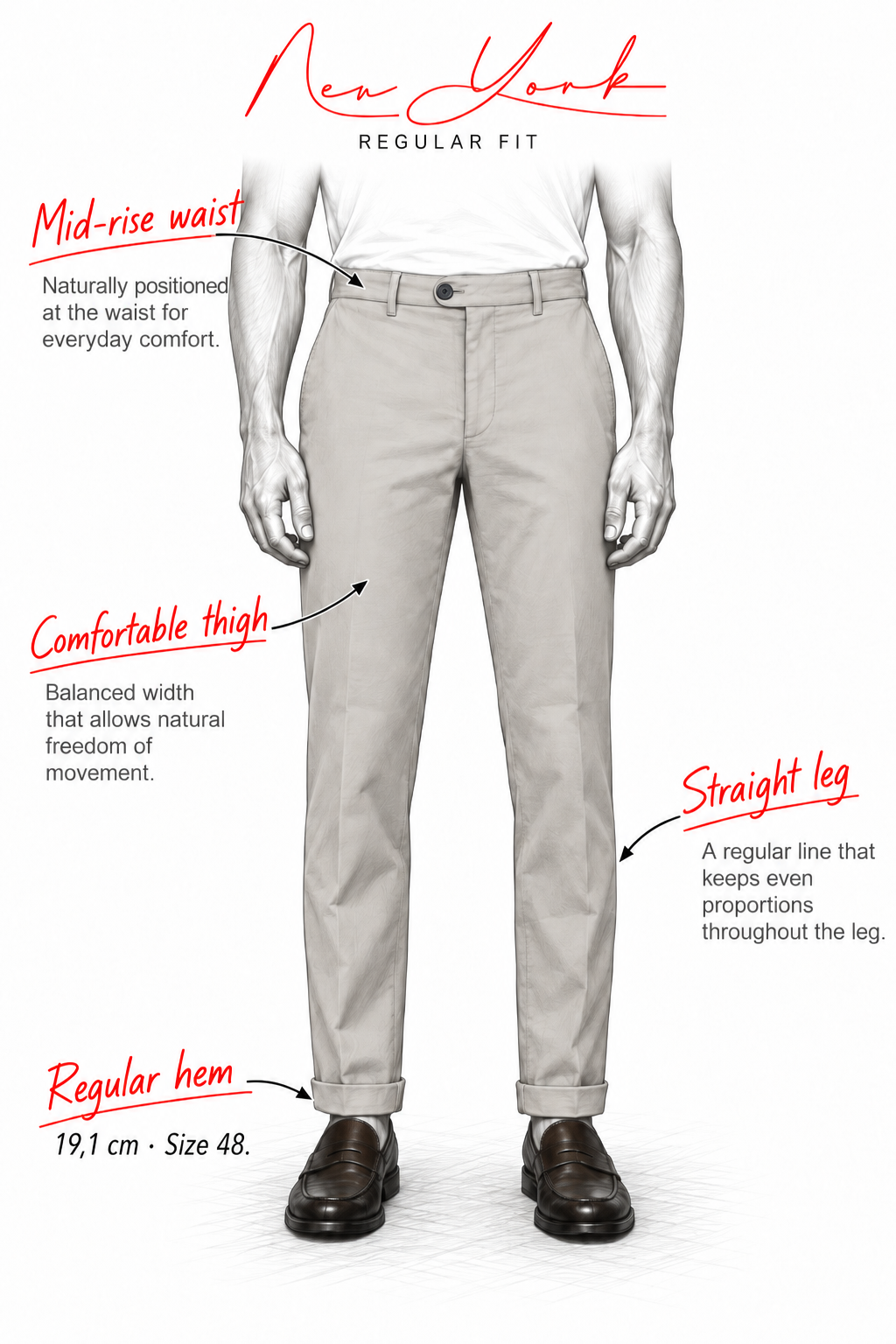New York pantalon chino homme en velours 2000 raies stretch regular fit ①
