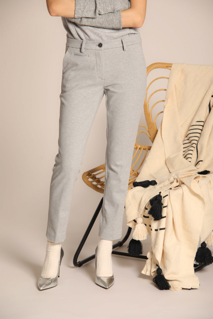 immagine 1 di pantalone chino donna, modello New York, di colore grigio melange, fit slim di mason's