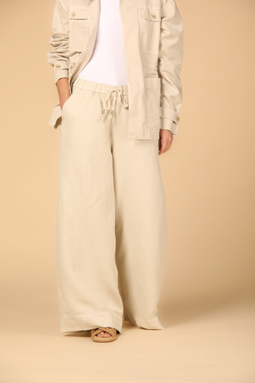 Image 1 de pantalon chino pour femme, modèle Portofino, en stuc avec une fit relaxed de Mason's