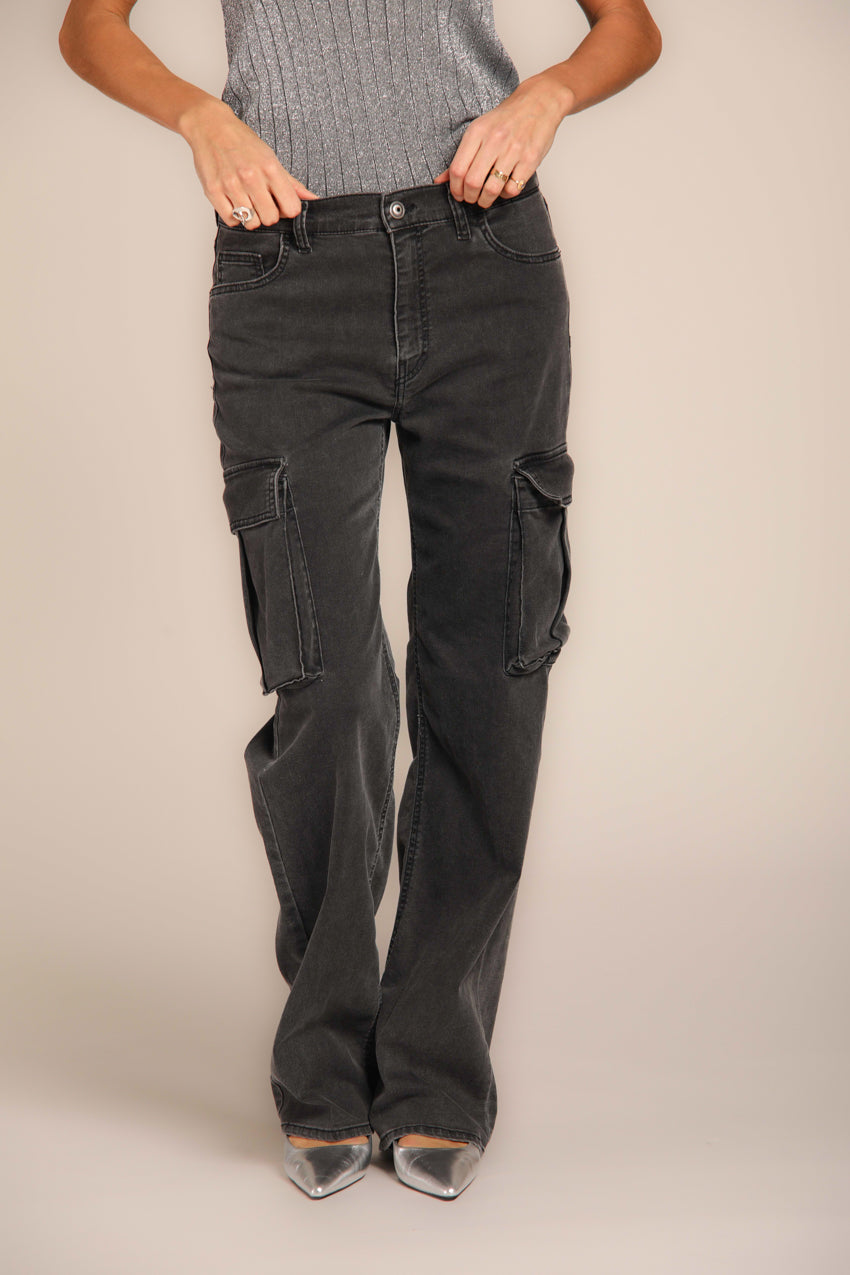 immagine 1 di pantalone donna, in denim 5 tasche, modello Victoria Seven, in nero, fit straight di Mason's