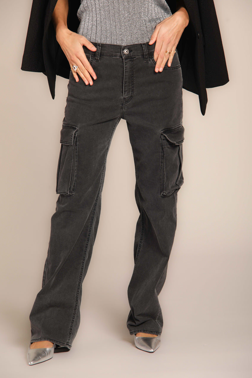 immagine 2 di pantalone donna, in denim 5 tasche, modello Victoria Seven, in nero, fit straight di Mason's