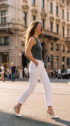 New York Slim pantalone chino donna in raso stretch slim fit ①