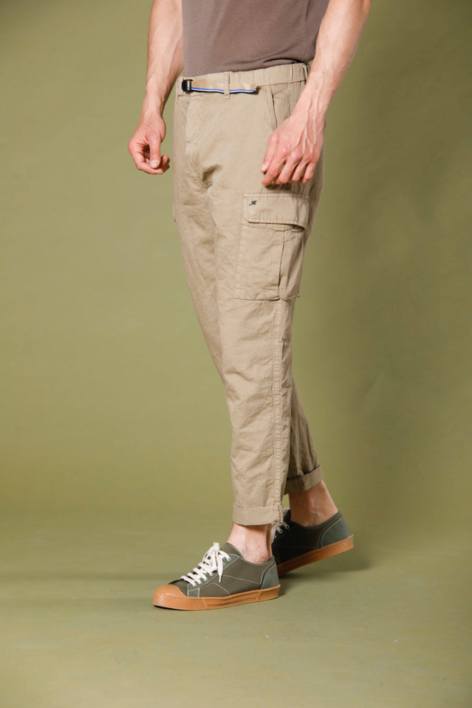 image 1 of men's cargo pants in hemp model chile buckle khaki color regular fit by mason's 