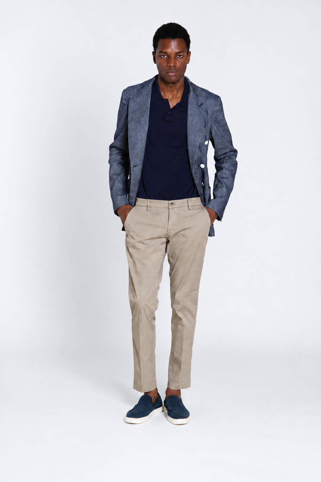 Milano pantalon chino homme en gabardine stretch extra slim fit ①