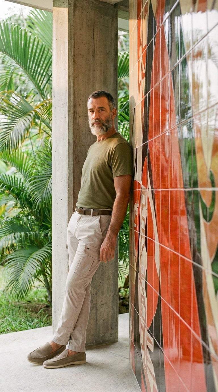 Chile men's cargo pants stretch satin extra slim fit ①