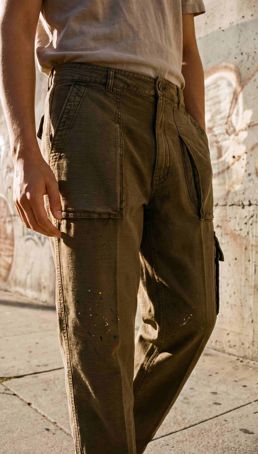 Cuba Work M74 pantalon cargo homme en coton flammé relaxed fit ①