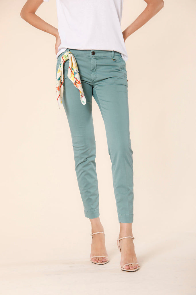 Image 1 of women's chino pants in mint green colored gabardine Jaqueline Archivio model by Mason's