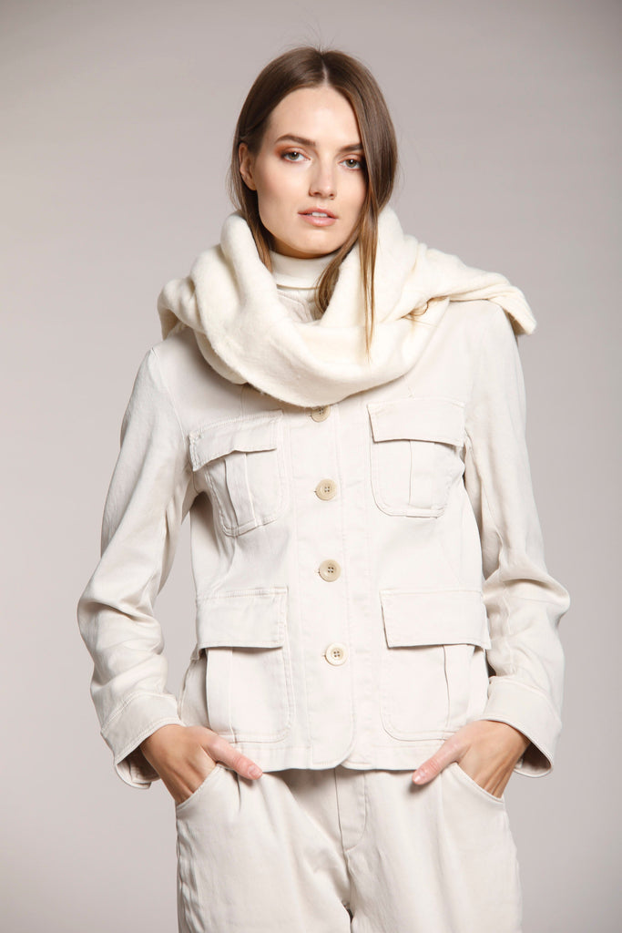Image 1 of women's fleece jacket, ice colour, Karen model by Mason's