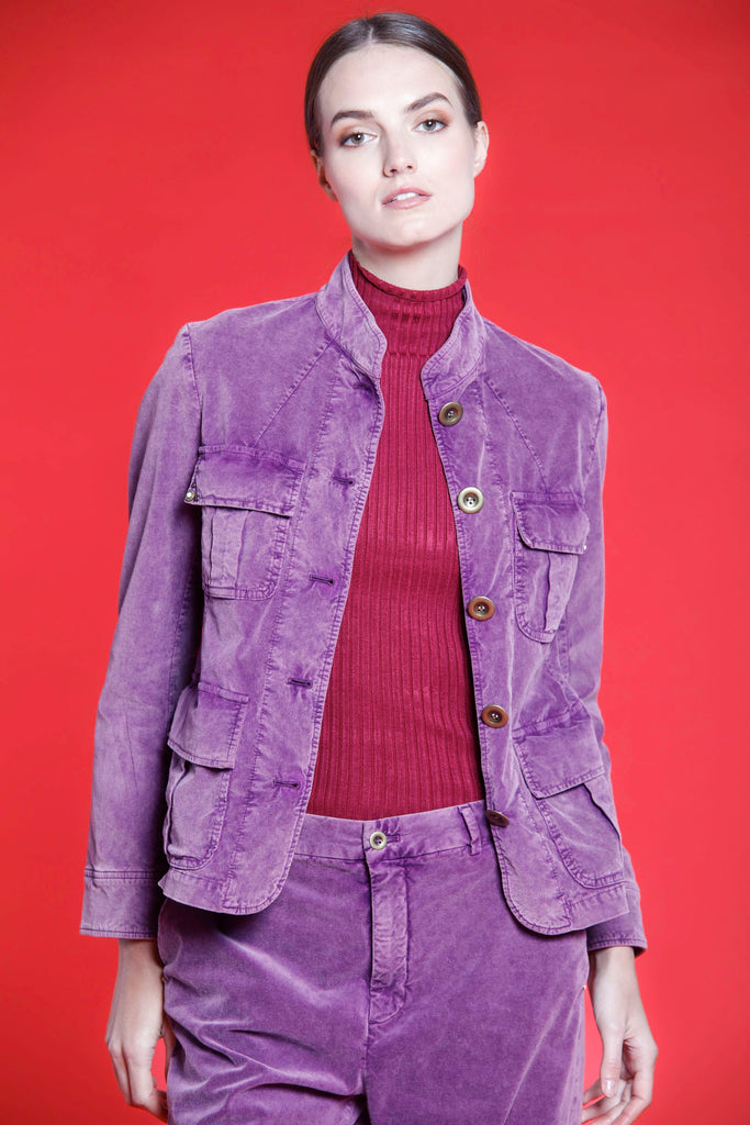 Image 1 of women's jacket in purple 1000 stripe velvet Karen model by Mason's