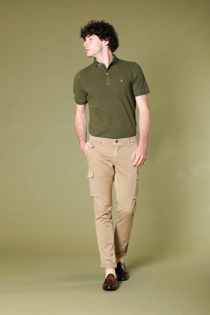 image 1 of men's polo in piquet with tailoring details leopardi model in green regular fit by Mason's 