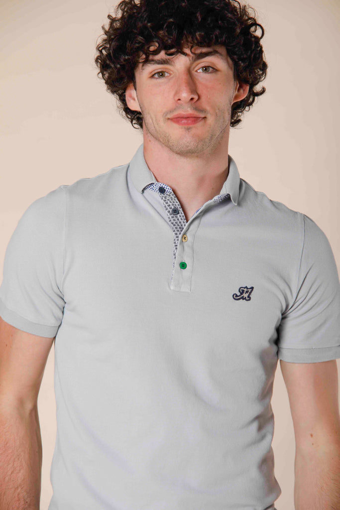 image 1 of men's polo in piquet with tailoring details leopardi model in light gray regular fit by Mason's 