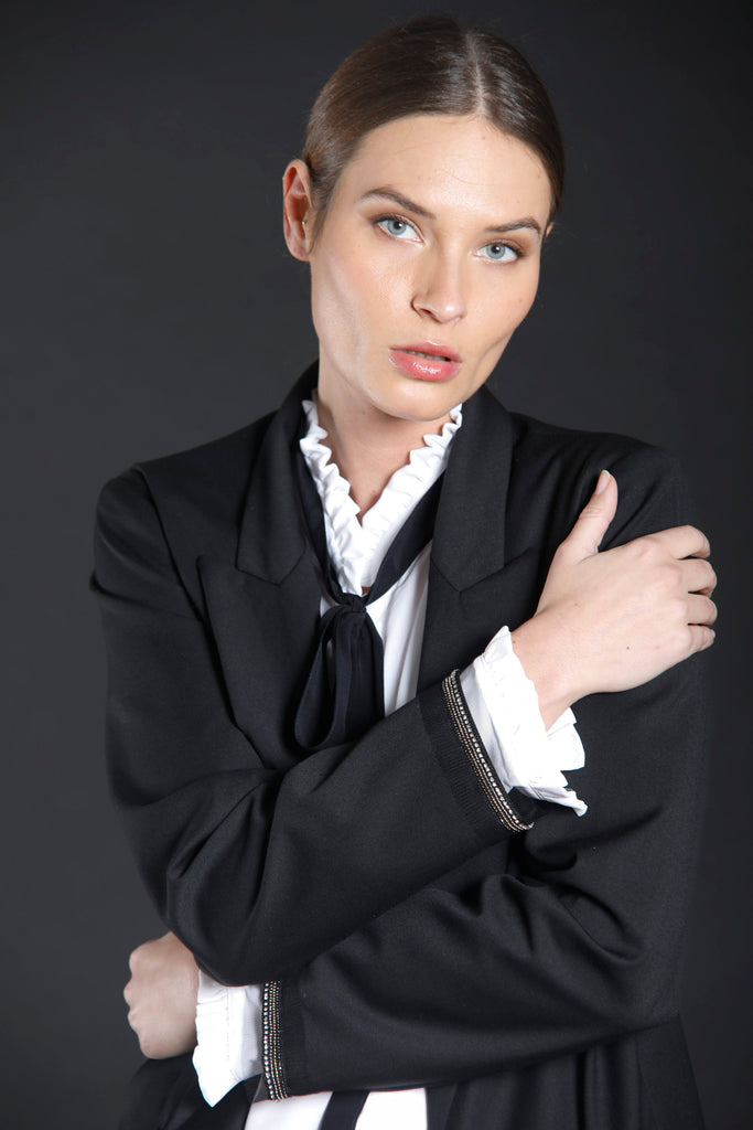 Letizia woman wool and viscose blazer with jewel ribbon