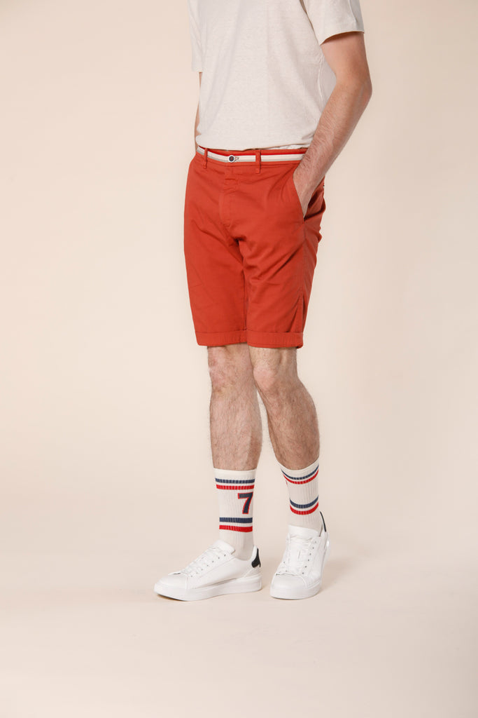 Image 1 of men's chino bermuda in stretch satin london summer model in coral regular fit by mason's 