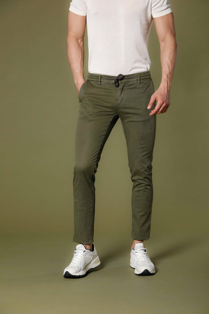 image 1 of men's chino jogger in cotton and tencel milano jogger model in green extra slim fit by mason's 