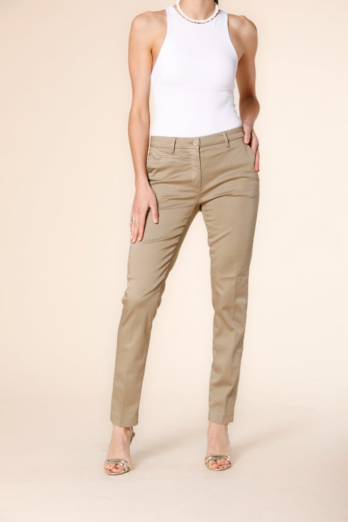 Image 1 of women's chino pants in rope colored stretch satin New York Slim model by Mason's
