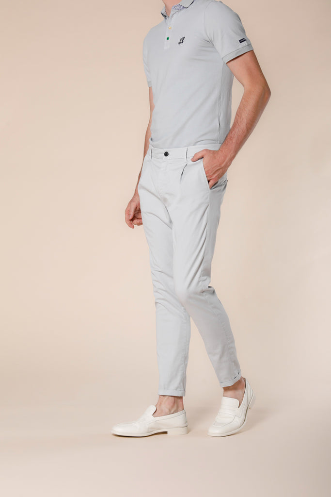 Image 1 of men's chino pants in light gray cotton and tencel twill Osaka 1 Pinces model by Mason's