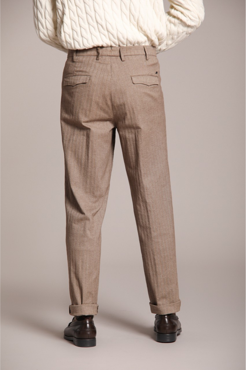 Boston 2 Pinces pantalone chino uomo in resca tinto filo cashmere relaxed fit