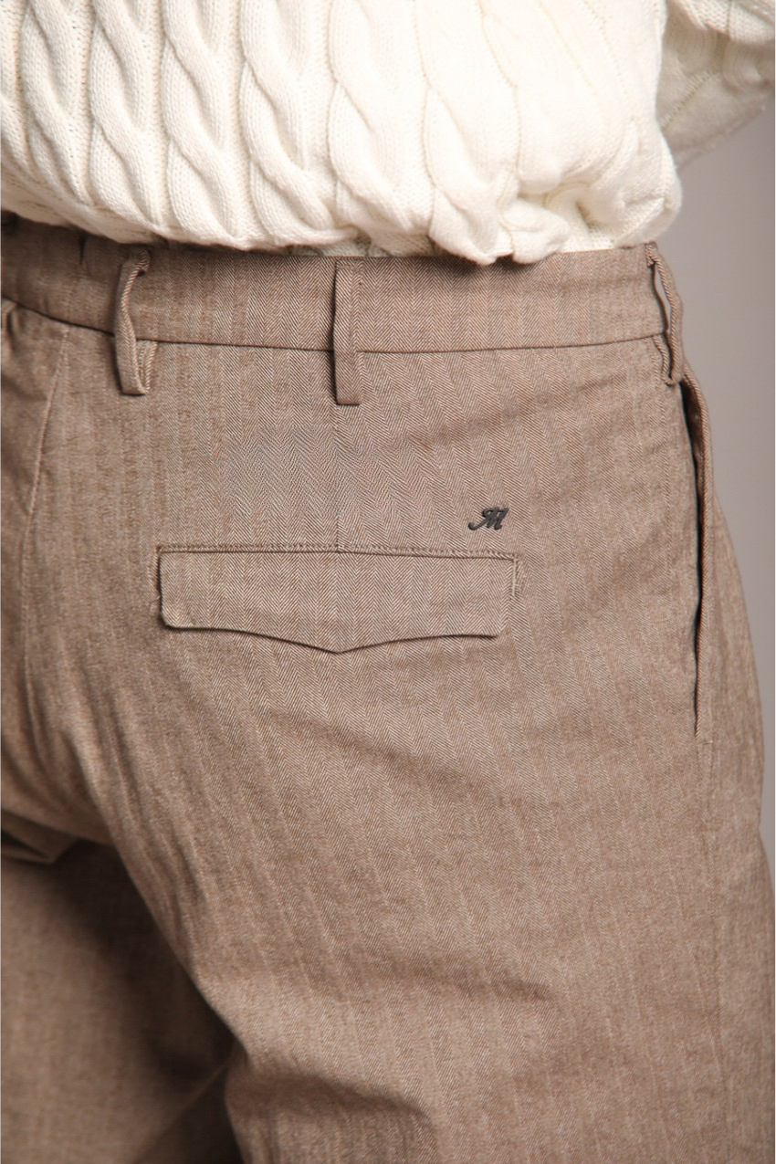 Boston 2 Pinces pantalone chino uomo in resca tinto filo cashmere relaxed fit