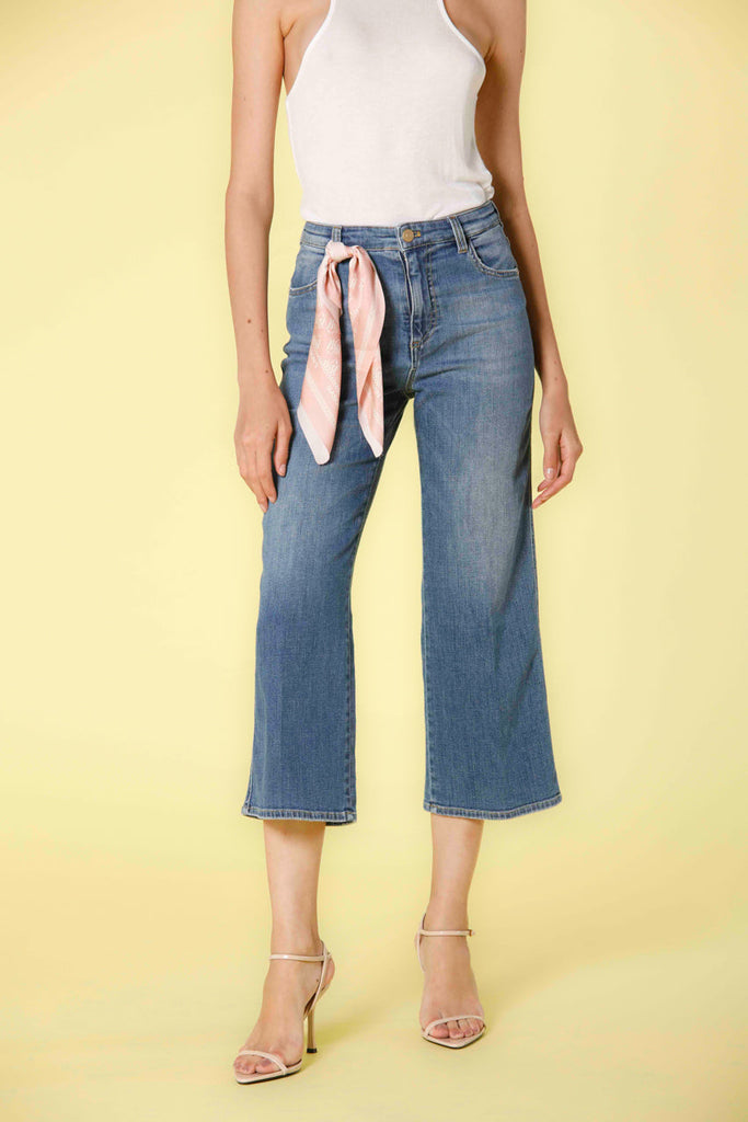 Image 1 of women's pants in navy blue denim Samantha model by Mason's
