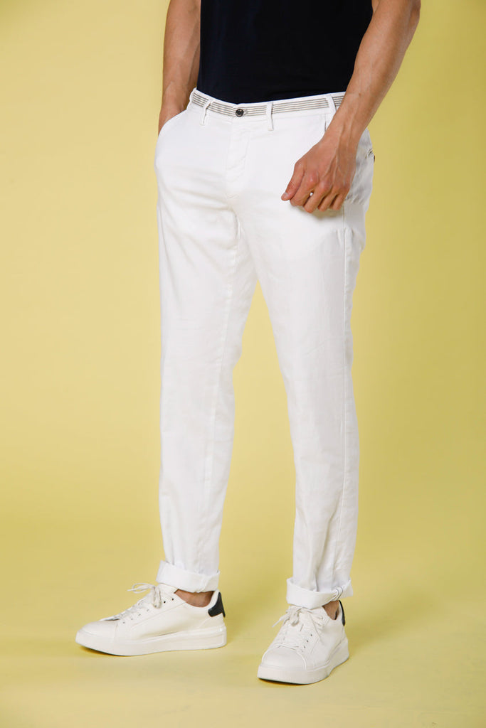 Image 1 of men's chino jogger pants in white colored stretch jersey Torino Golf model by Mason's