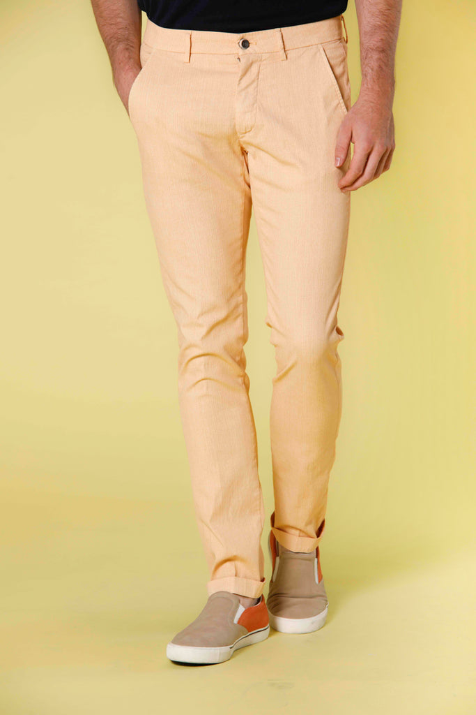 Image 1 of men's apricot-colored cotton chino pants with shaded wales print Torino Style pattern by Mason's