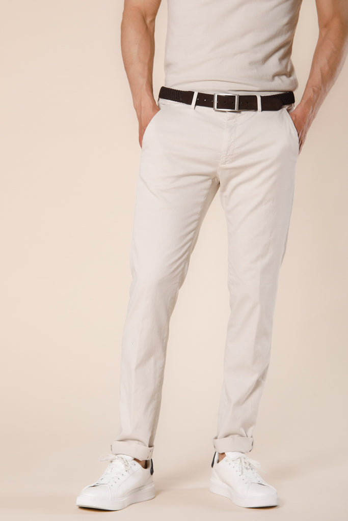 Image 1 of men's cotton twill and tencel stucco color chino pants Torino Summer Color pattern by Mason's