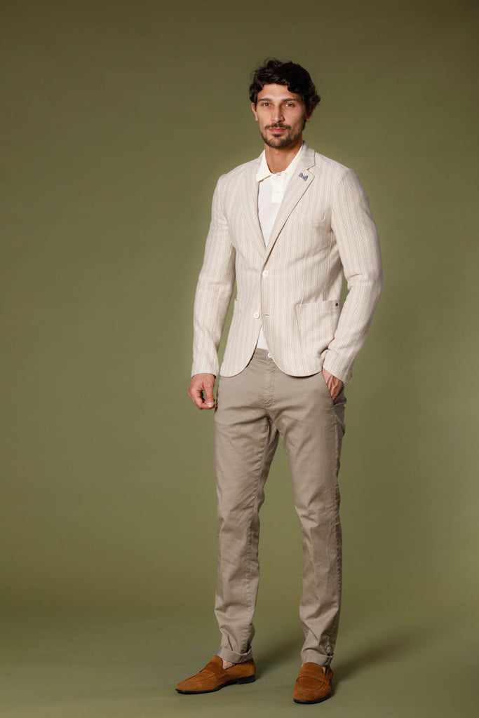 Image 2 of men's cotton twill and tencel dark stucco colored chino pants Torino Summer Color pattern by Mason's