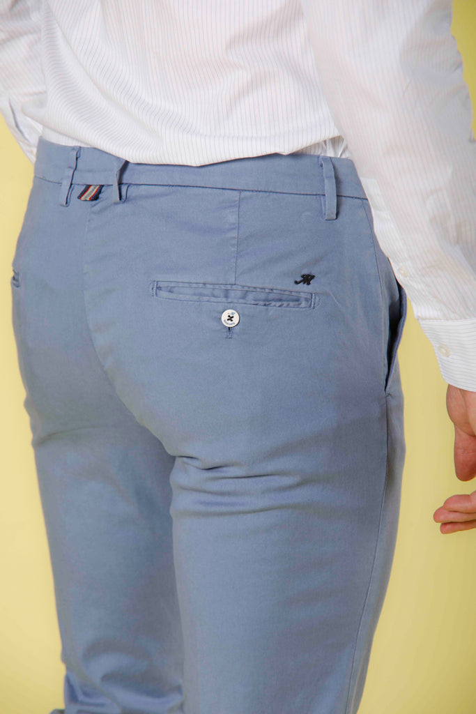 Image 3 of men's cotton twill and tencel light blue color chino pants Torino Summer Color model by Mason's
