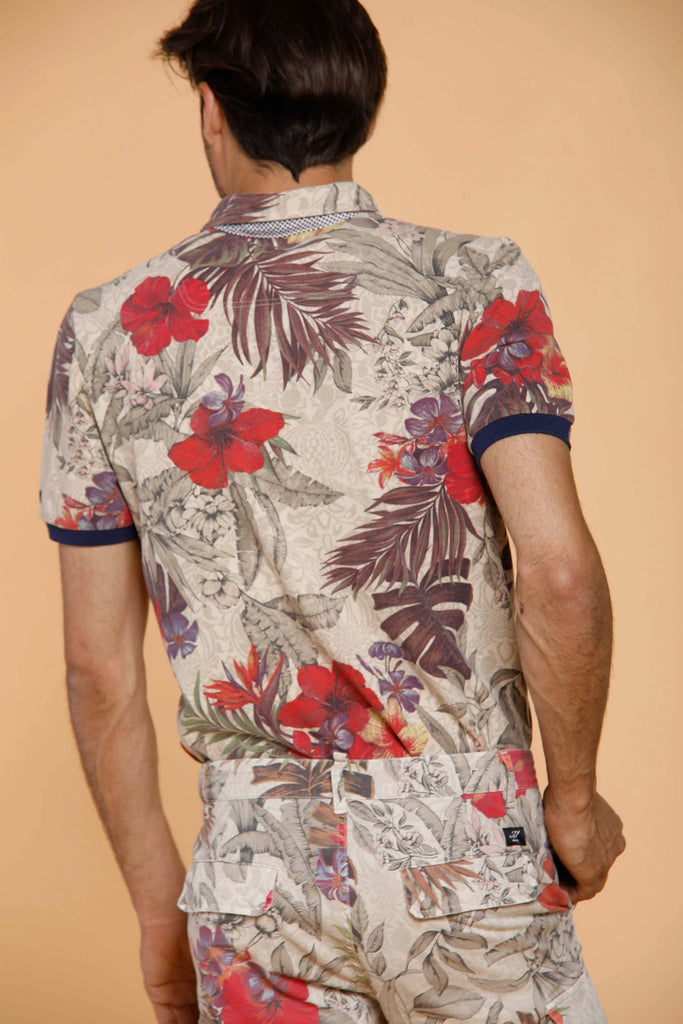 Chile man cargo bermuda in stretch satin with floral pattern regular