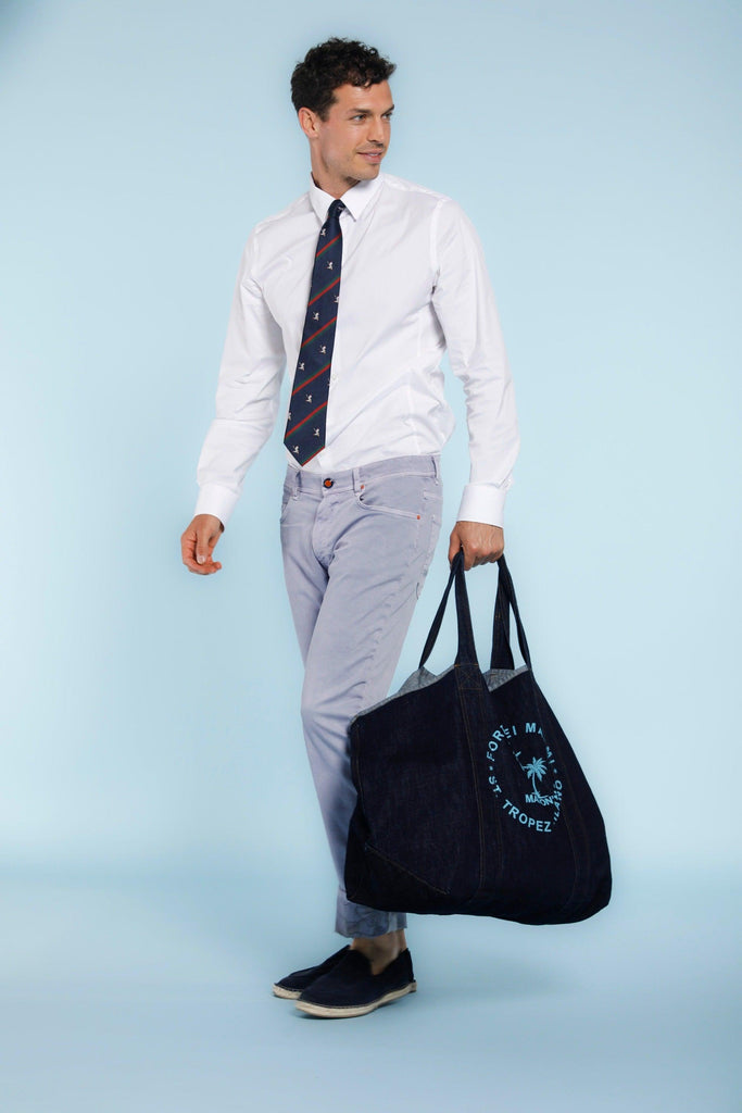 Mason's Bag unisex in blue denim with light blue prints ①