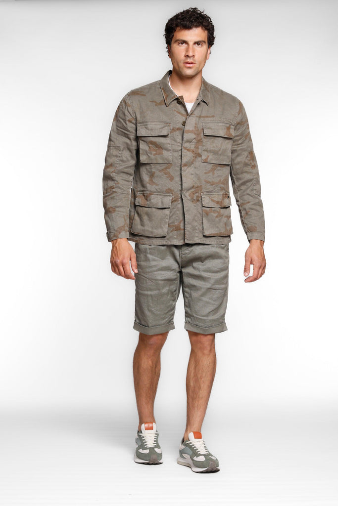 Flyshirt giacca camicia da uomo in lino camouflage con palme - Mason's 
