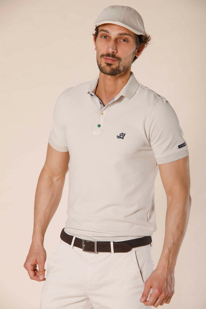 image 4 of men's polo in piquet with tailoring details leopardi model in stucco regular fit by Mason's 