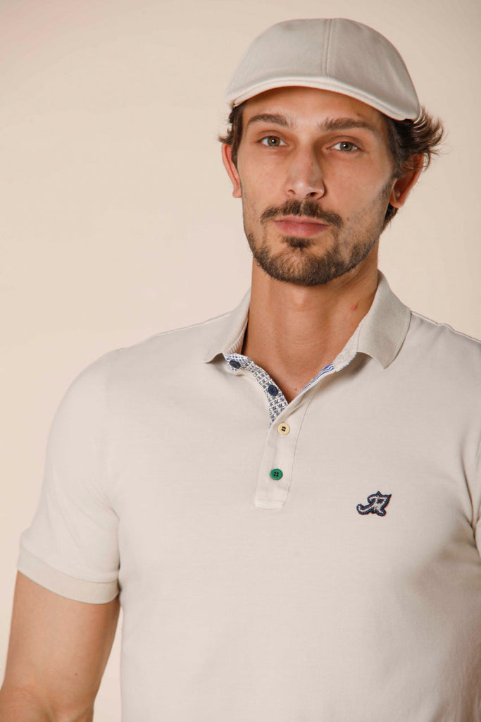 image 3 of men's polo in piquet with tailoring details leopardi model in stucco regular fit by Mason's 