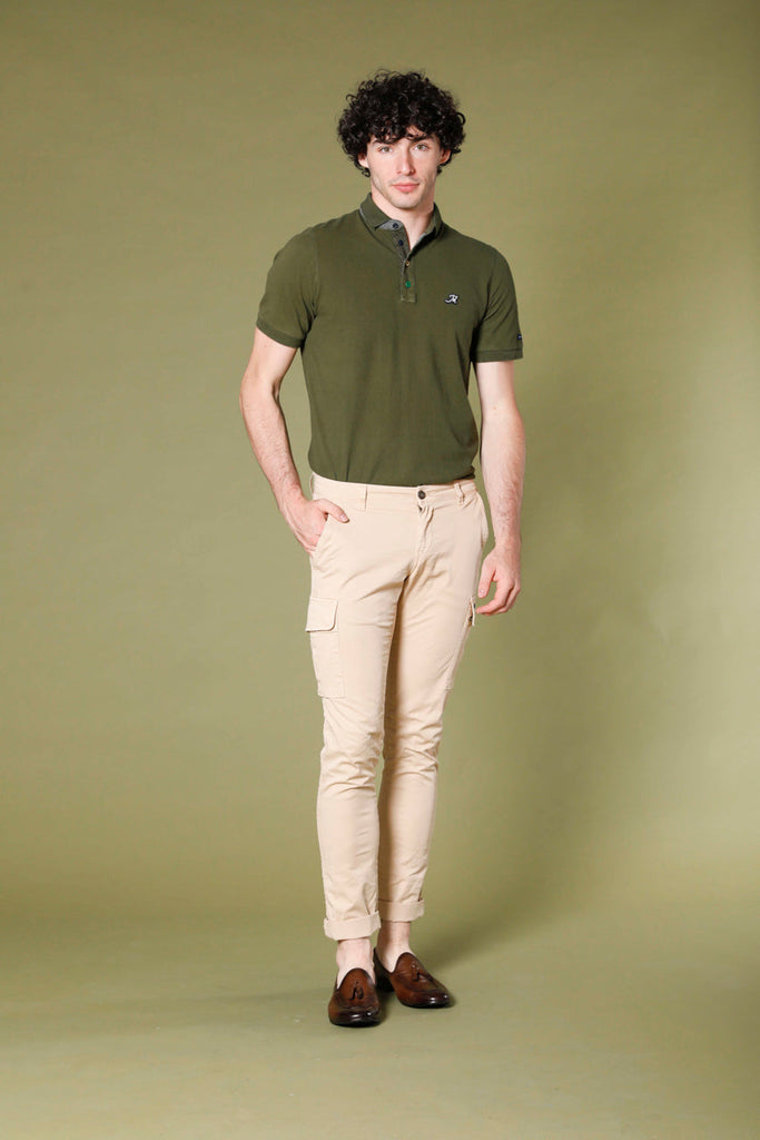 image 2 of men's polo in piquet with tailoring details leopardi model in green regular fit by Mason's 