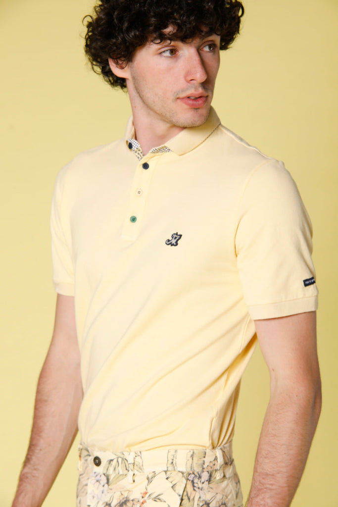 image 3 of men's polo in piquet with tailoring details leopardi model in light yellow regular fit by Mason's 