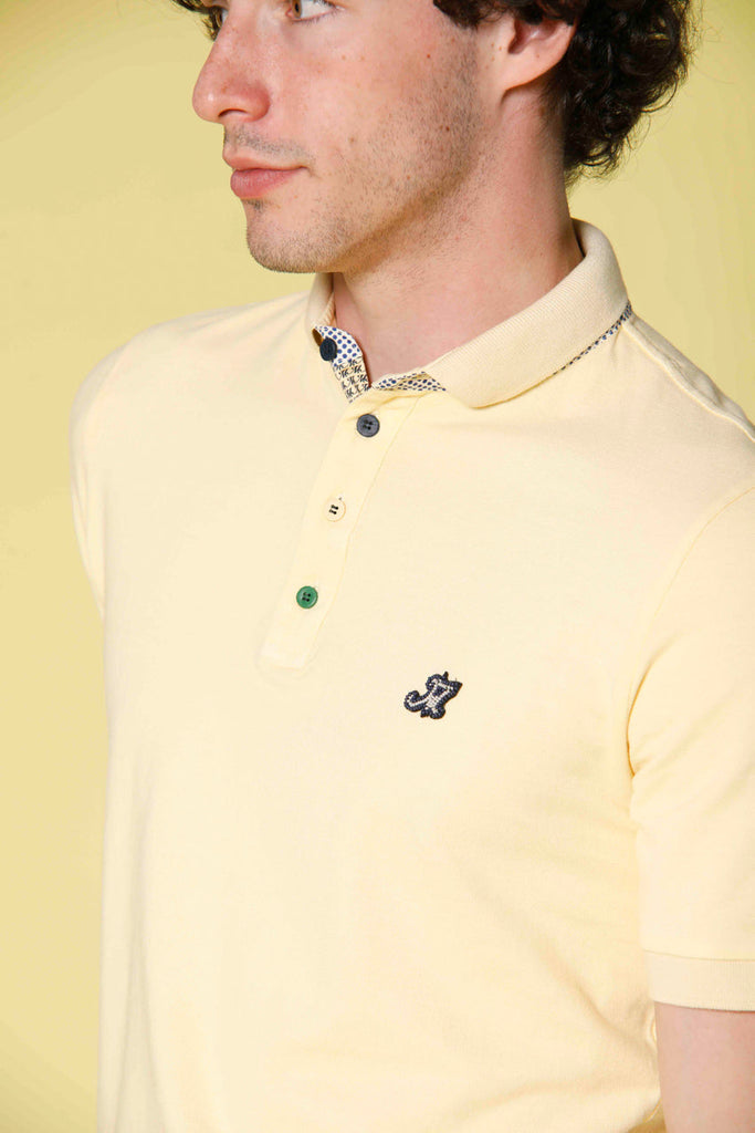 image 2 of men's polo in piquet with tailoring details leopardi model in light yellow regular fit by Mason's 